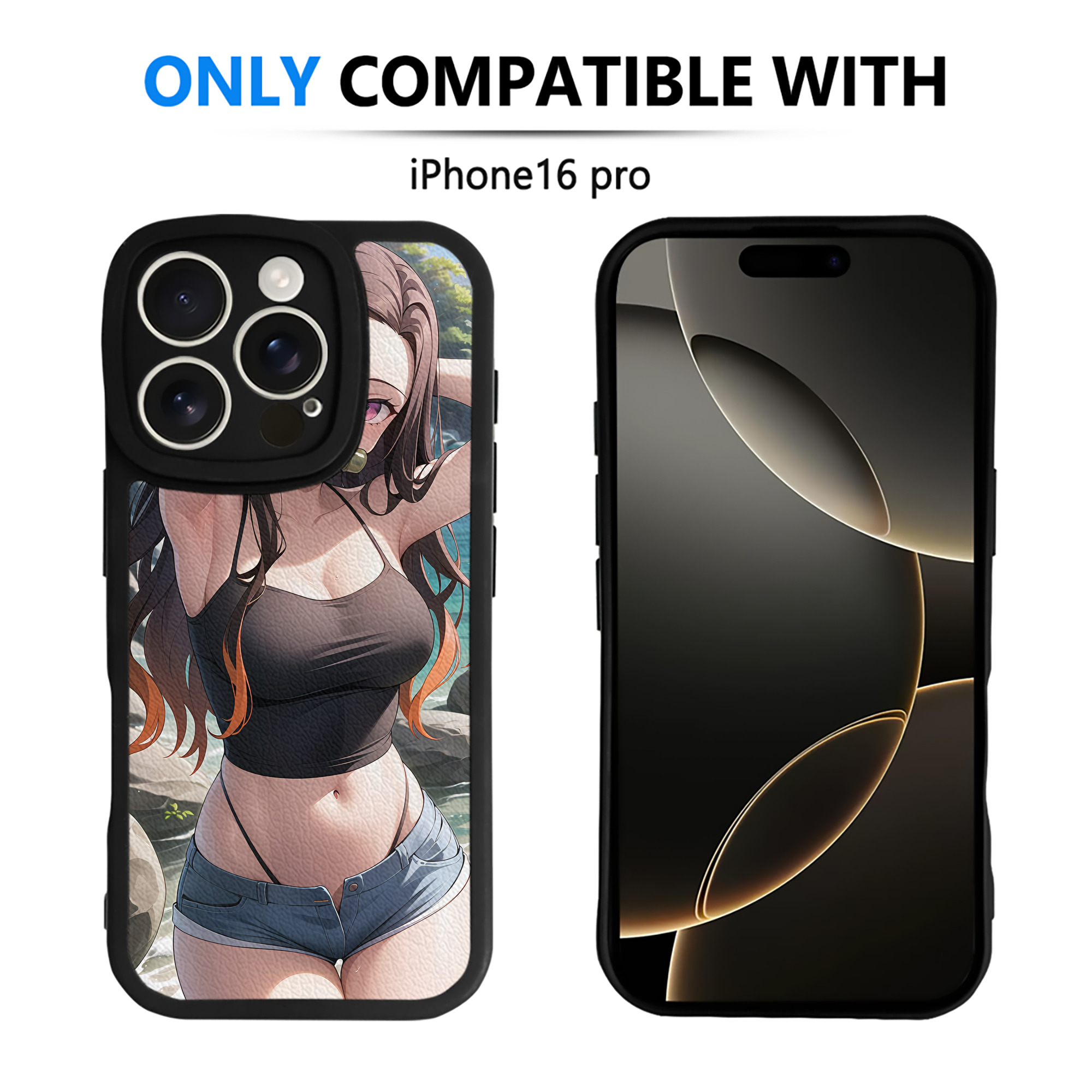（画像用） 鬼滅の刃（きめつのやいば）竈門 禰󠄀豆子／かまど ねずこ Kamado Nezuko 【iPhone 16シリーズ対応】シリコンスマホケース（レザー調） 材質：シリコン